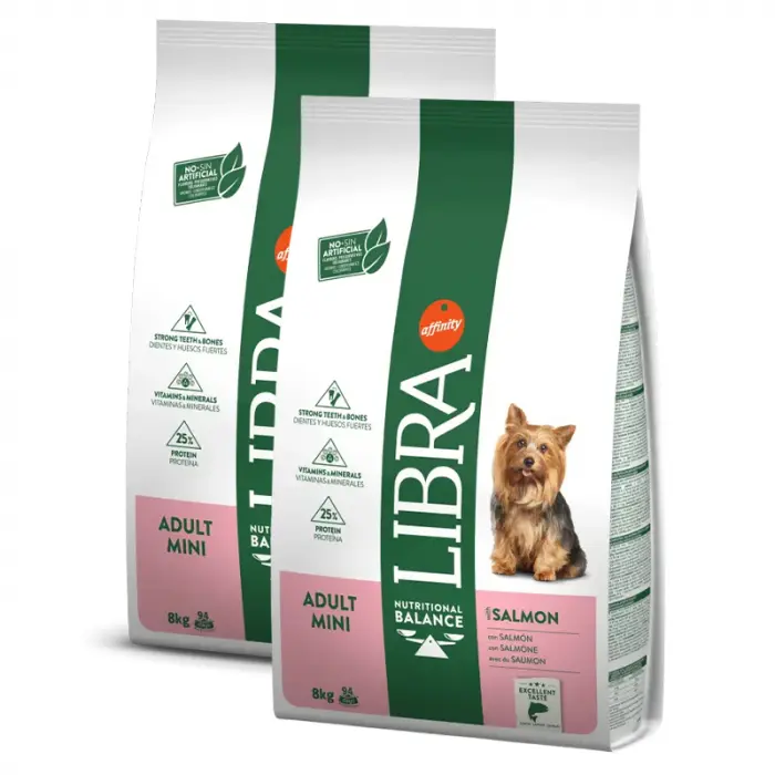 Oferta 2 saci x 8 kg Hrana uscata pentru caini Libra Mini Adult cu somon