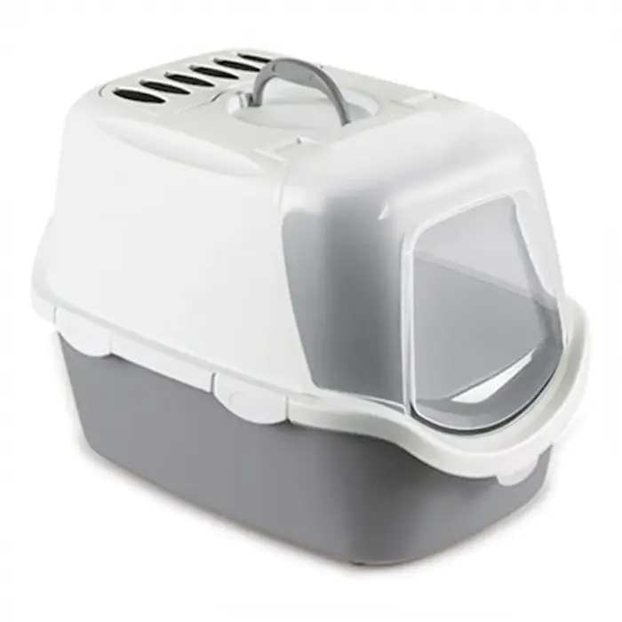 Litiera acoperita Stefanplast Cathy Easy Clean Stone Grey White 56x40x40 cm
