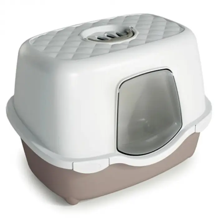 Litiera acoperita Stefanplast Chic cu filtru de carbon alb crem