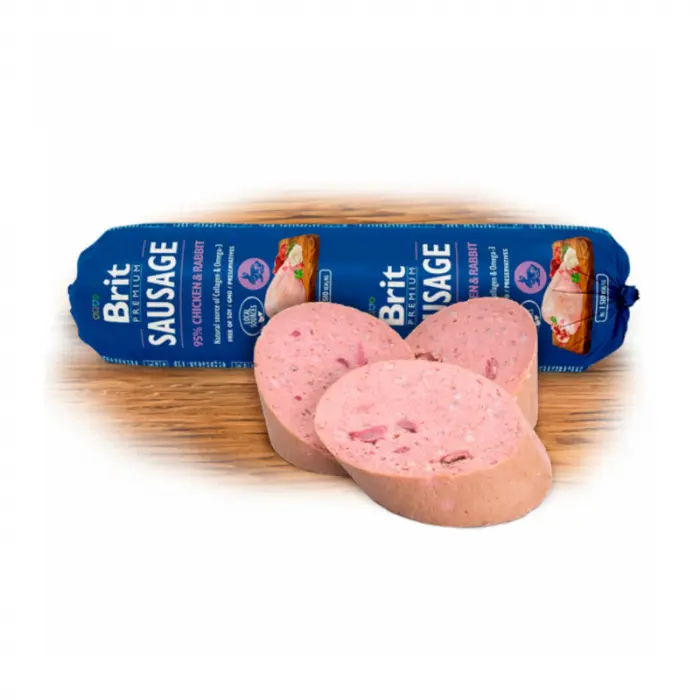 Salam pentru caini Brit Premium cu pui  iepure 800 gr