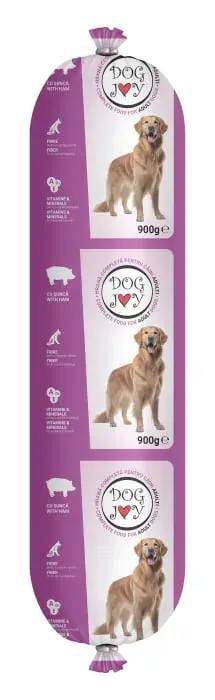 Salam pentru caini Dog Joy cu sunca 900 gr