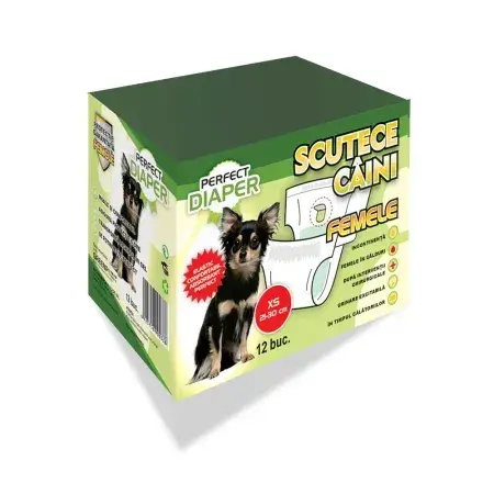 Scutece pentru caini femele Perfect Diaper XS 12 buc set