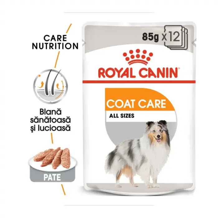 Set 12 buc x 85 gr Hrana umeda pentru caini Royal Canin Coat Care All Sizes