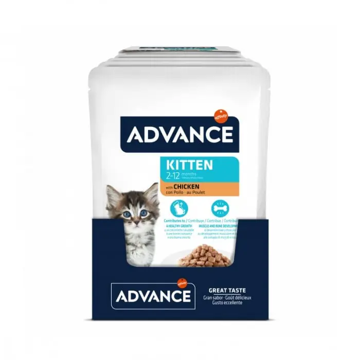 Set 12 buc x 85 gr Hrana umeda pentru pisici Advance Kitten cu pui