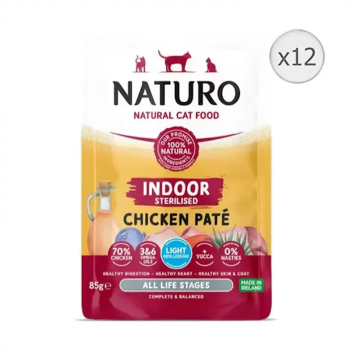 Set 12 buc x 85 gr Hrana umeda pentru pisici Naturo Sterilised Mousse cu pui
