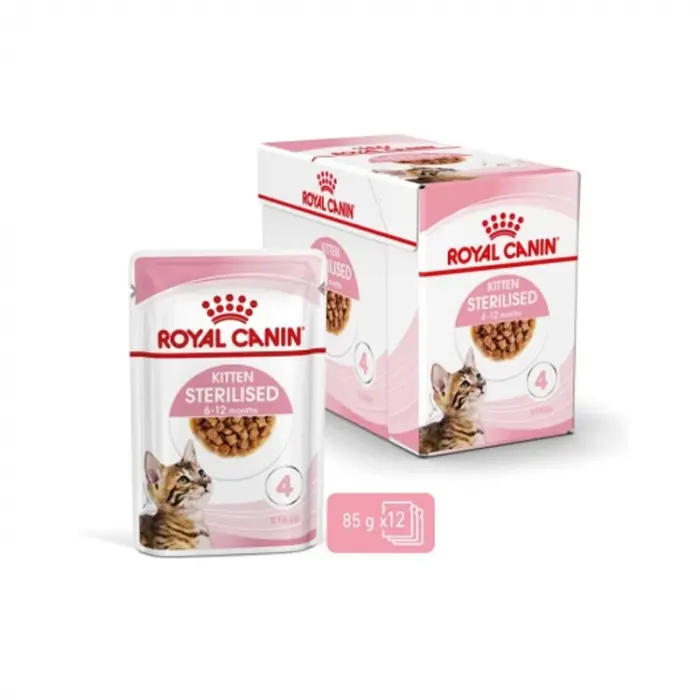 Set 12 plicuri x 85 gr Hrana umeda pentru pisici Royal Canin Kitten Sterilised