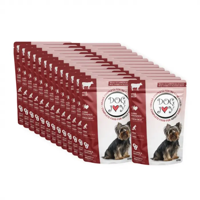 Set 24 buc x Hrana umeda pentru caini Dog Joy Adult cu vita 100 gr