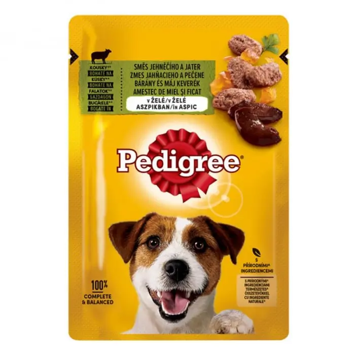 Set 24 buc x 100 gr Hrana umeda pentru caini Pedigree Adult cu miel ficat