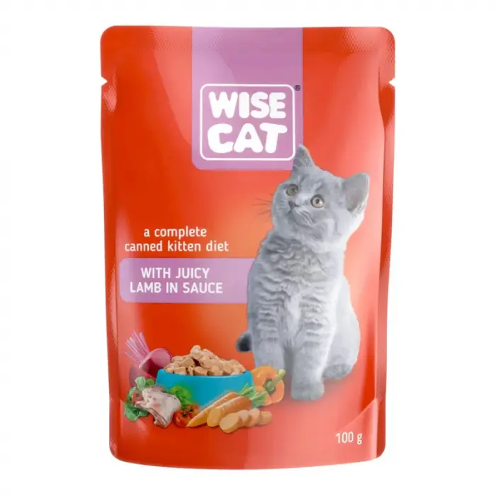 Set 24 buc x 100 gr Hrana umeda pentru pisici Wise Junior cu miel