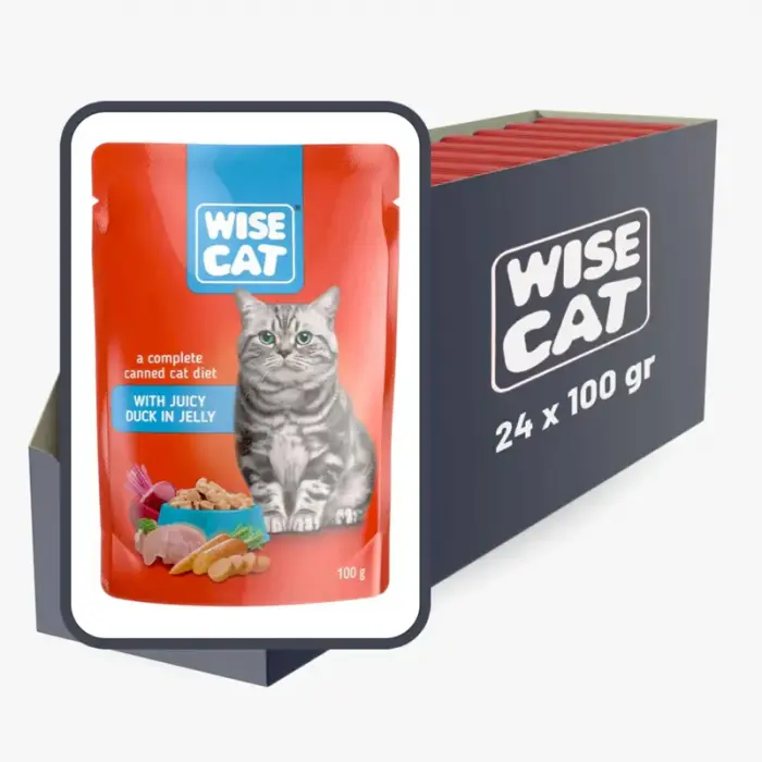 Set 24 buc x 100 gr Hrana umeda pentru pisici Wise cu rata