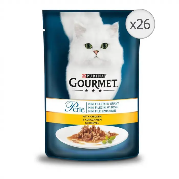 Set 26 buc x 85 gr Hrana umeda pentru pisici Gourmet Perle cu pui in sos