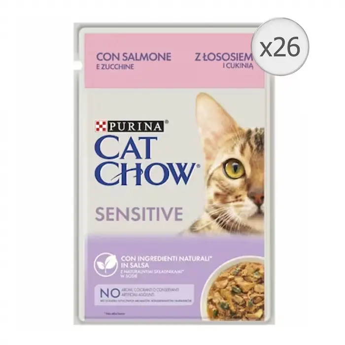 Set 26 buc x 85 gr Hrana umeda pentru pisici Purina Cat Chow Sensitive cu somon