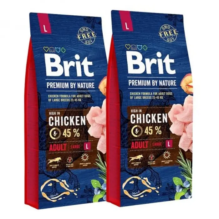 Oferta 2 saci x 15 kg Hrana uscata pentru caini Brit Premium Adult L