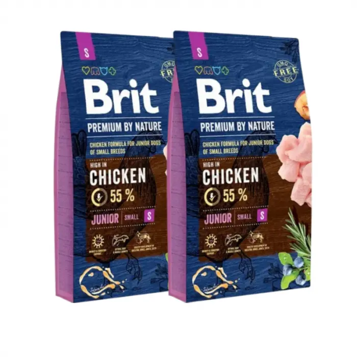 Oferta 2 saci x 8 kg Hrana uscata pentru caini Brit Premium Junior S