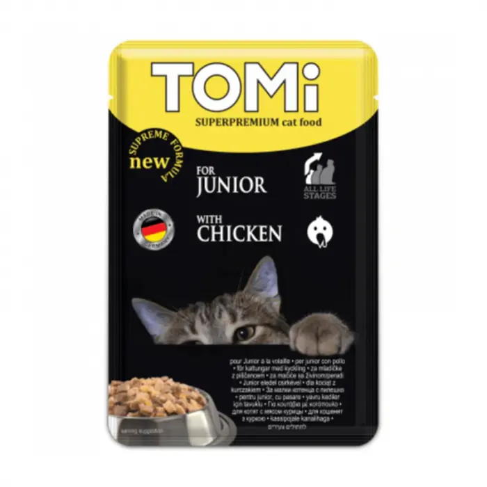 Set 20 buc x 100 gr Hrana umeda pentru pisici Tomi Junior cu pui
