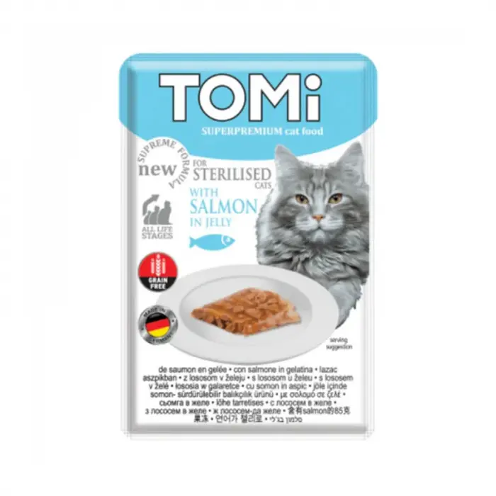 Set 22 buc x 85 gr Hrana umeda pentru pisici Tomi Sterilised cu somon