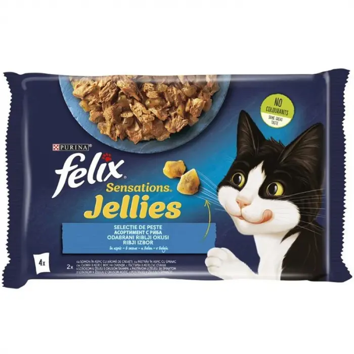 Set 4 buc x 85 gr Hrana umeda pentru pisici Felix Sensations cu peste