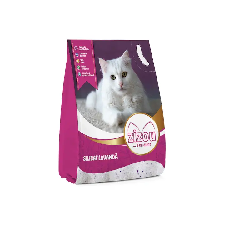 Set 6 buc x Asternut igienic pentru pisici Silicat Zizou Lavanda 5L