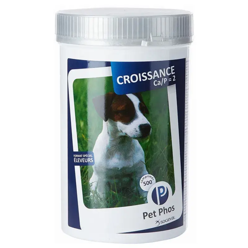 Supliment nutritiv pentru caini Pet Phos Croissance Ca P 2 , 500 tablete