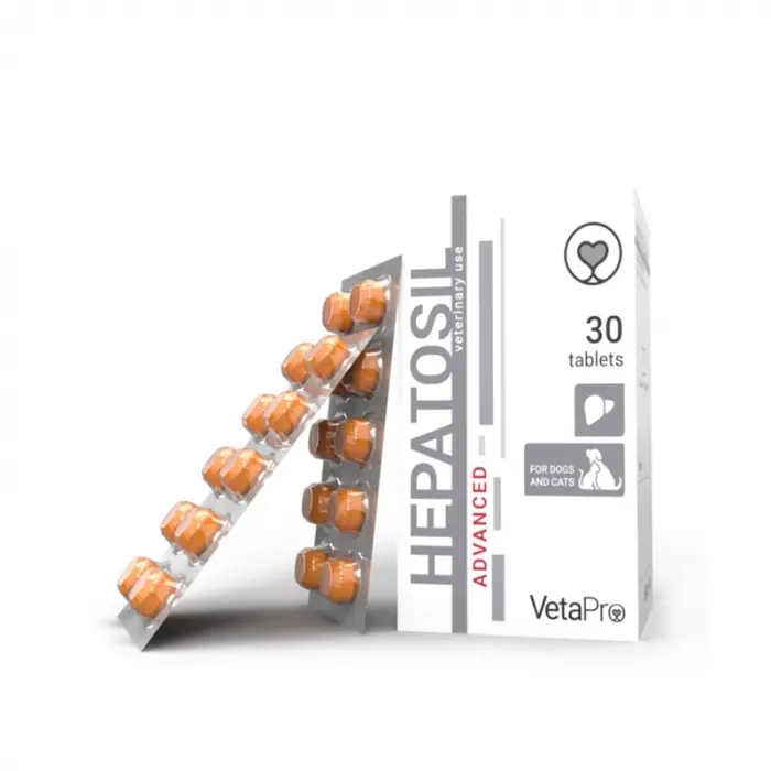 Supliment hepatic pentru caini  pisici Vetapro Hepatosil Advanced 30 tab cutie