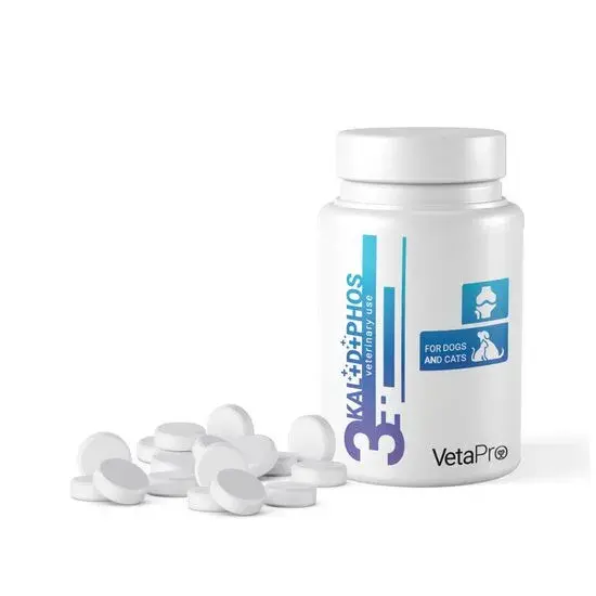 Supliment pentru caini  pisici Vetapro Complex 3 KAL + D+ PHOS 60 tab