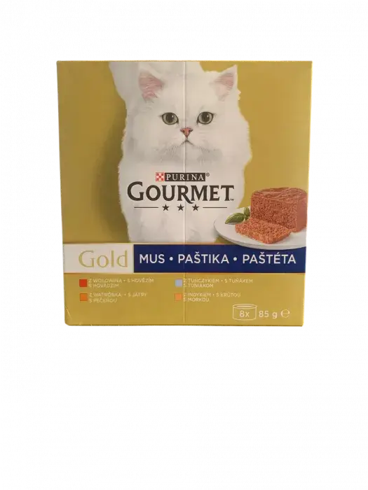 Pachet Gourmet Gold Pate cu vita, pui, curcan  ton 8 buc x 85 gr