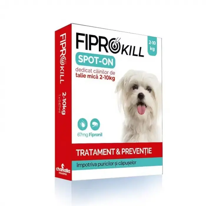 Pipeta antiparazitara Fiprokill pentru caini intre 2-10 kg ( 1 pipeta )