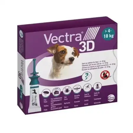 Pipeta antiparazitara pentru caini 4 - 10 kg Vectra 3D x 3 pipete
