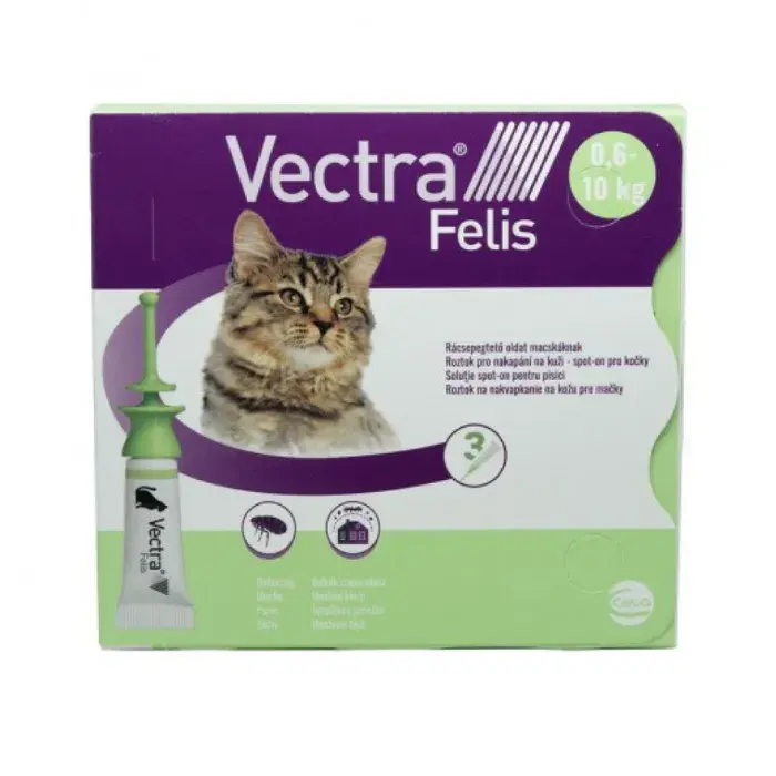 Pipeta antiparazitara pentru pisici 0,6 kg - 10 kg Vectra Felis x 3 pipete