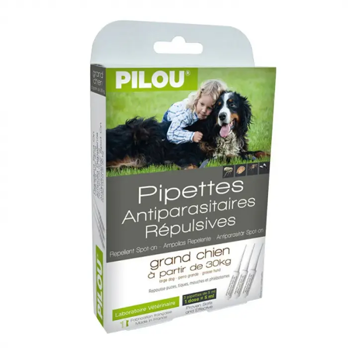 Pipeta antiparazitara Pilou pentru caini de talie mare 3x5 ml