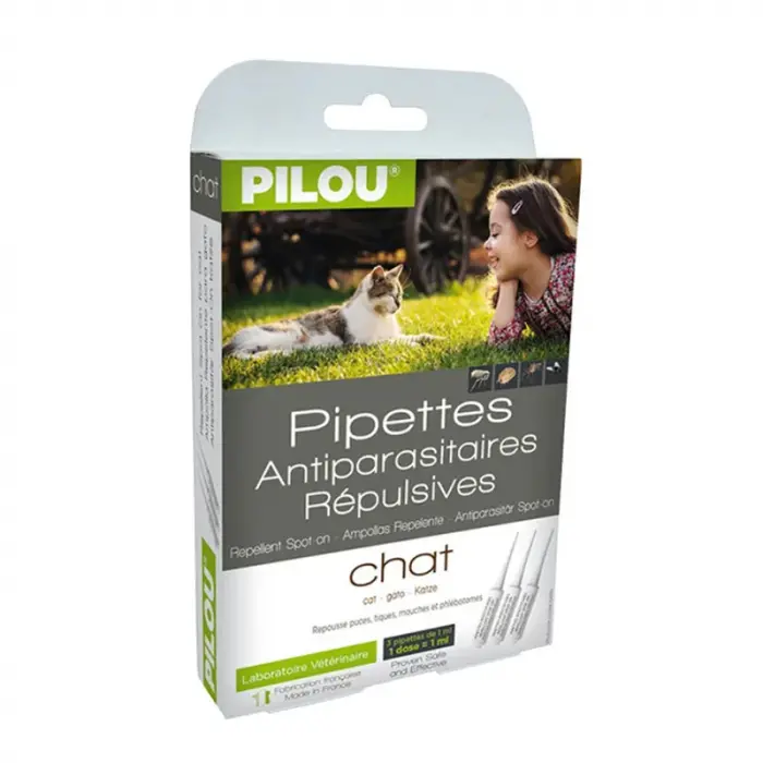 Pipete antiparazitara Pilou pentru pisici 3 x 1 ml