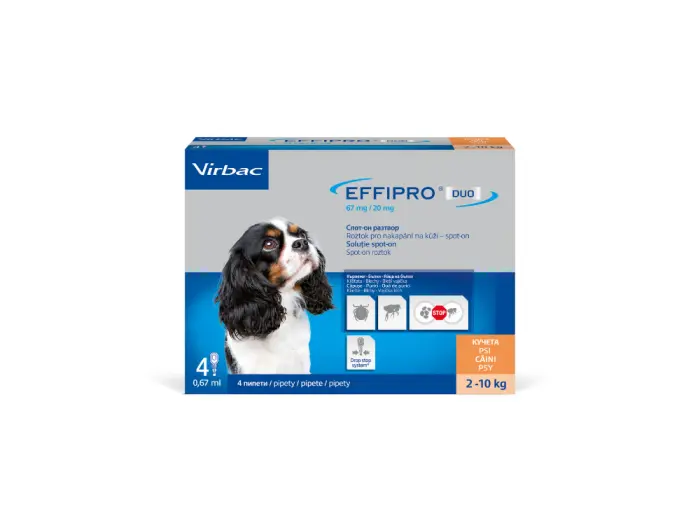 Pipete antiparazitare pentru caini Effipro Duo S 2 - 10 kg x 4 pipete cutie