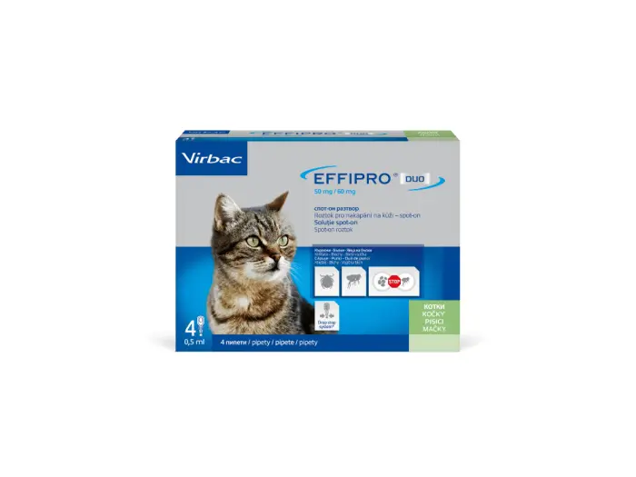 Pipete antiparazitare pentru pisici Effipro Duo 4 pipete   cutie
