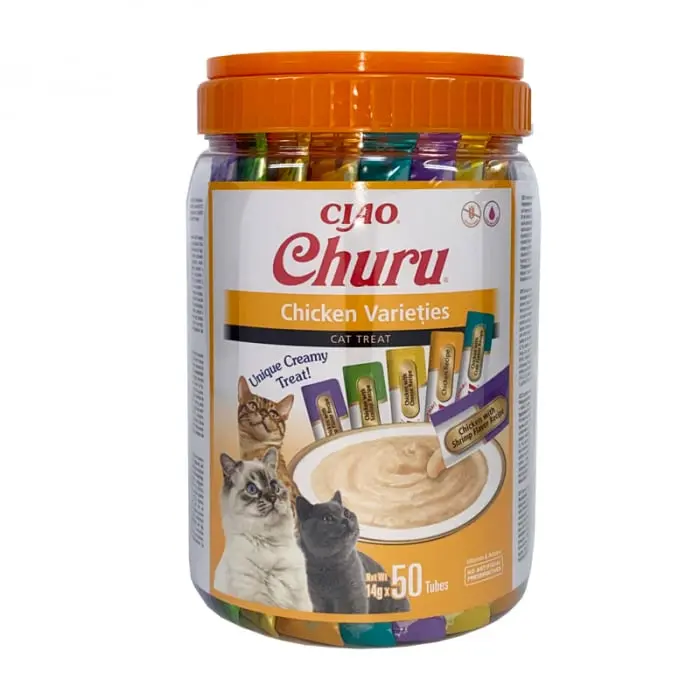 Recompense pentru pisici Churu Cat Varieties cu pui 50 buc cutie