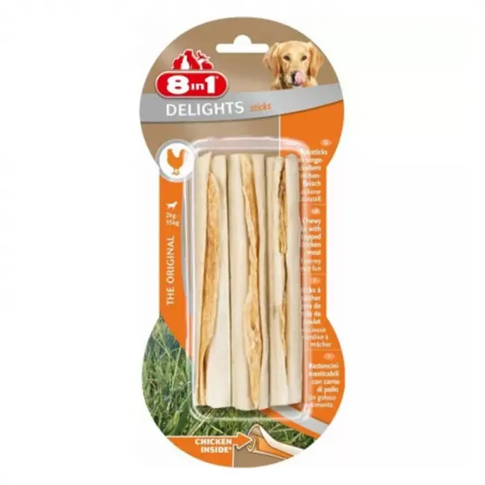 Recompense pentru caini 8 in 1 Delights Sticks cu pui 3 buc