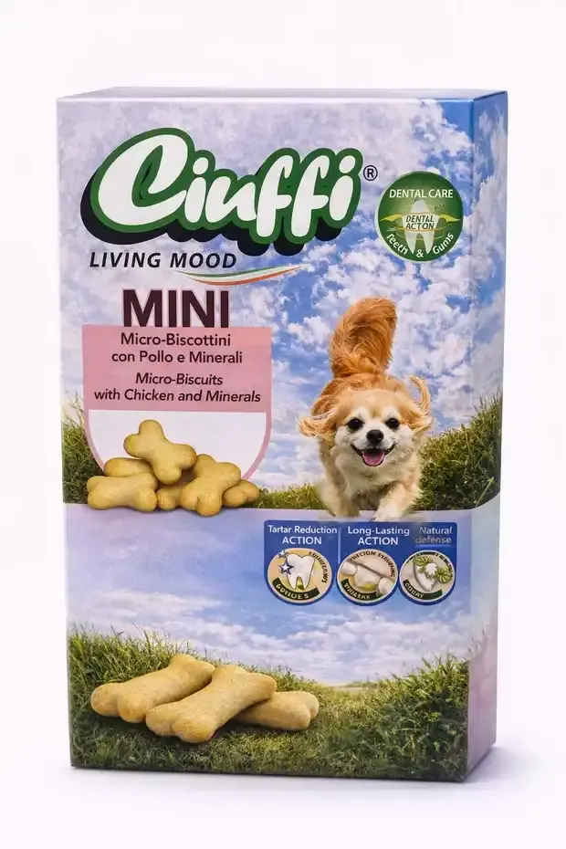 Recompense pentru caini Ciuffi Mini Adult cu pui 500 gr
