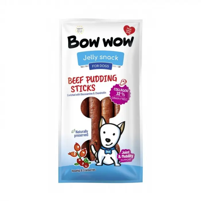 Recompense pentru caini Bow Wow Snack cu vita, colagen  merisoare 6 buc   folie