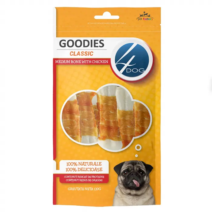 Recompense pentru caini Goodies Classic Medium Bone with Chicken 120 gr