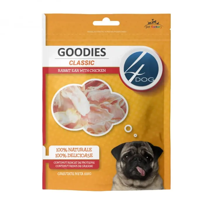 Recompense pentru caini Goodies Classic Rabbit Ear with Chicken 100 gr