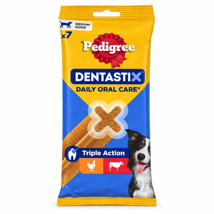 Recompense pentru caini Dentastix Triple Action Medium 7 buc pachet