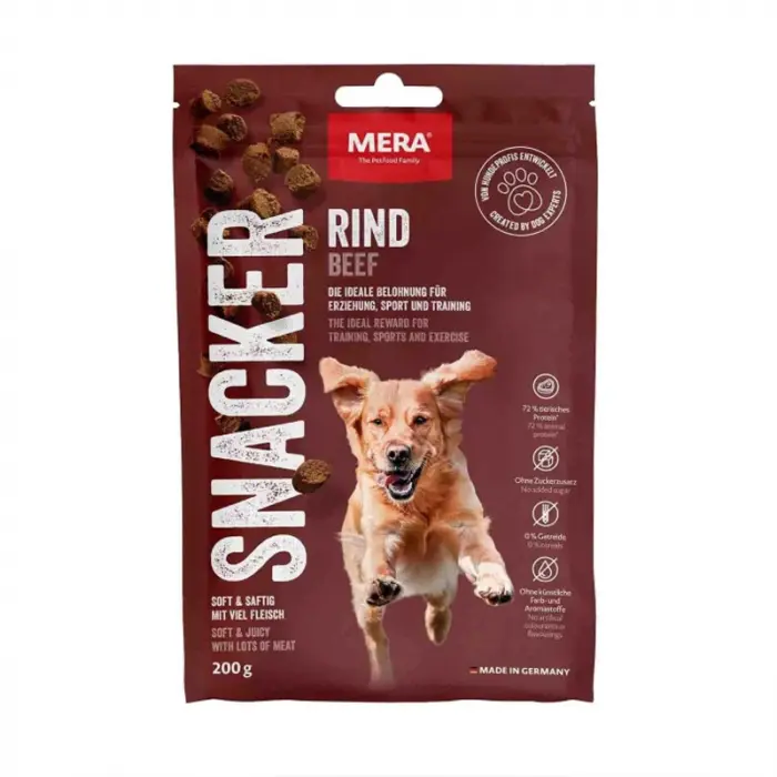 Recompense pentru caini Mera Snacker cu vita 200 gr