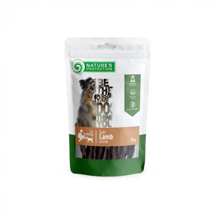 Recompense pentru caini Nature s Protection Snacks cu miel 75 gr