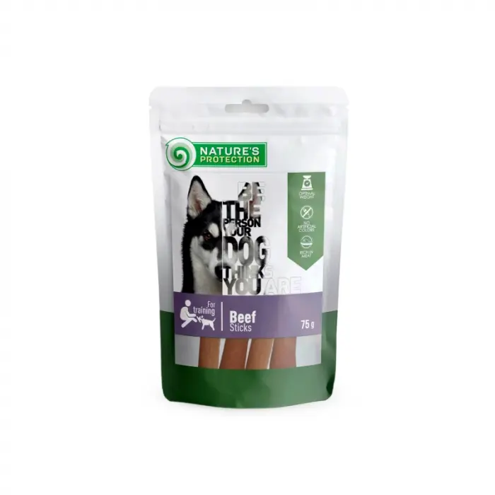 Recompense pentru caini Nature s Protection Snacks cu vita 75 gr