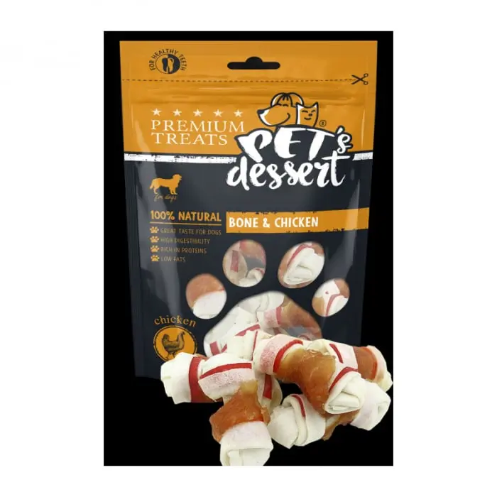 Recompense pentru caini Pet s Desert Bone  Chicken 80 gr