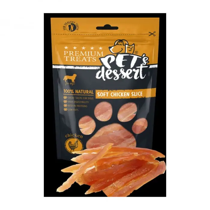 Recompense pentru caini Pet s Desert Soft Chicken Slice 80 gr