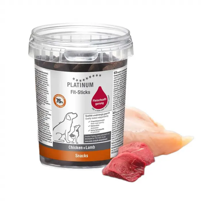 Recompense pentru caini Platinum Fit-Sticks cu pui miel 300 gr