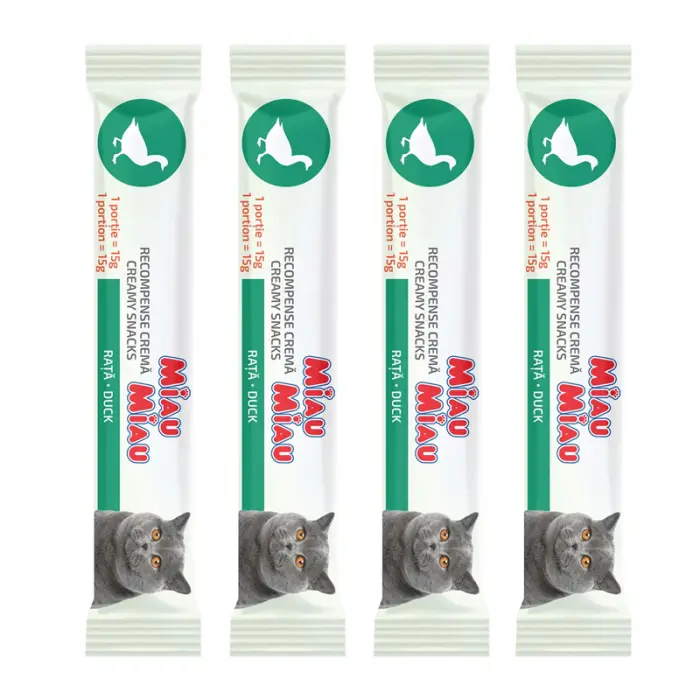Recompense pentru pisici Miau Miau Creamy Snacks cu rata 4 buc x 15 gr