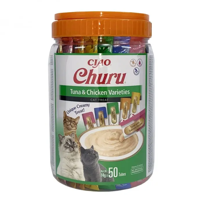 Recompense pentru pisici Churu Cat Varieties cu pui  ton 50 bucati