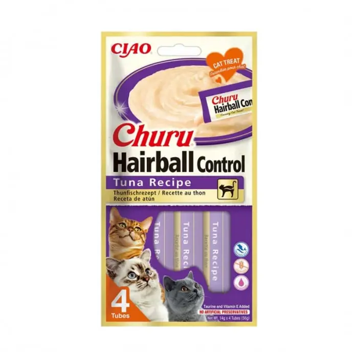 Recompense pentru pisici Churu Hairball Control cu ton 4 buc x 14 gr