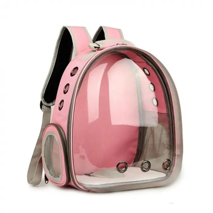 Rucsac transport animale de companie transparent  roz